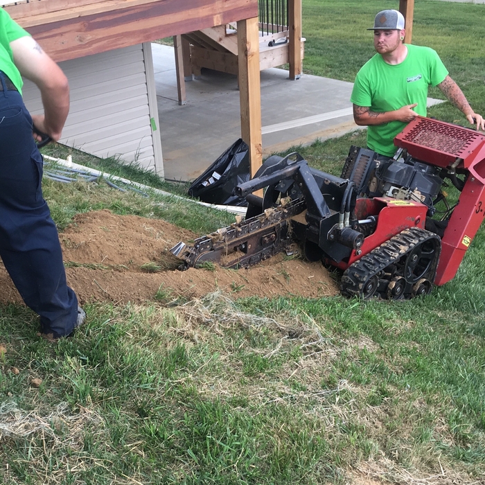 Trenching in drain pipe