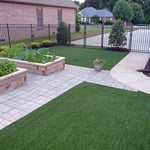 Garden courtyard with ForeverLawn artificial grass