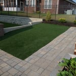 Garden courtyard with ForeverLawn artificial grass