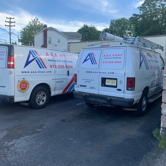 Our trucks at the job site