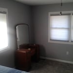 Window trim, carpet, and paint
