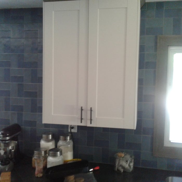 Ceramic tiles, trim,cabinets