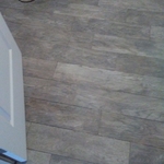 Bathroom tile floor install.