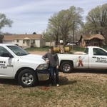 Our trucks and one of our employees