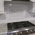 subway tile with chairail frame
