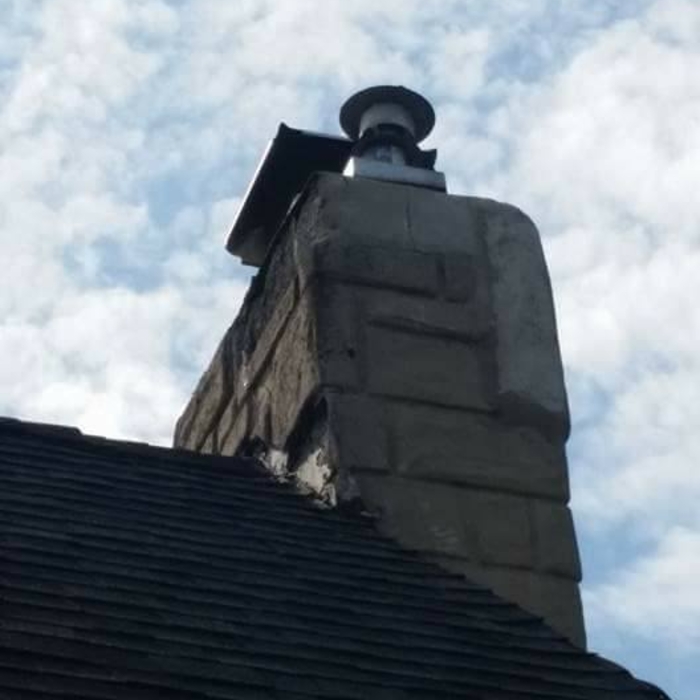 Custom Copper Chimney Before(side profile)