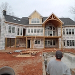 Cedar beams set in place