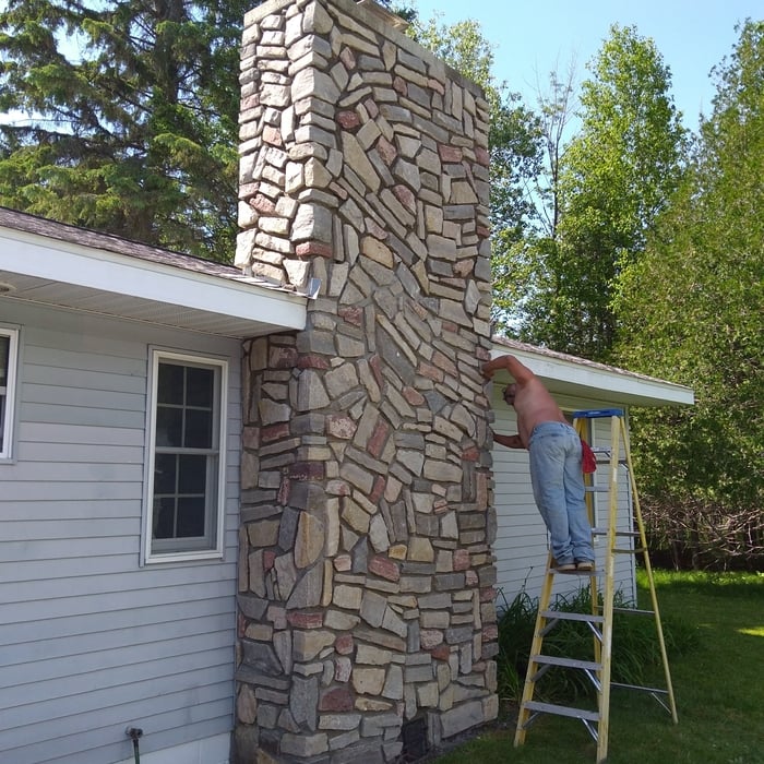 Michigan Veneer Stone Chimney
