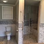 Toilet and Custom Build Tile Shower with Seat