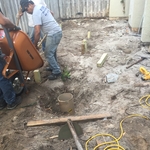 Pouring the concrete for the footings