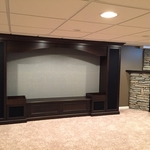Stone Fireplace with Wood Mantle
