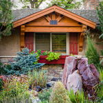 Water fountain at front of house