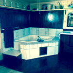 Bathtub with ceramic tile