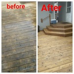 Deck power washed then stained