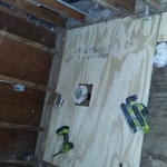 subfloor/floor after moving toilet and shower