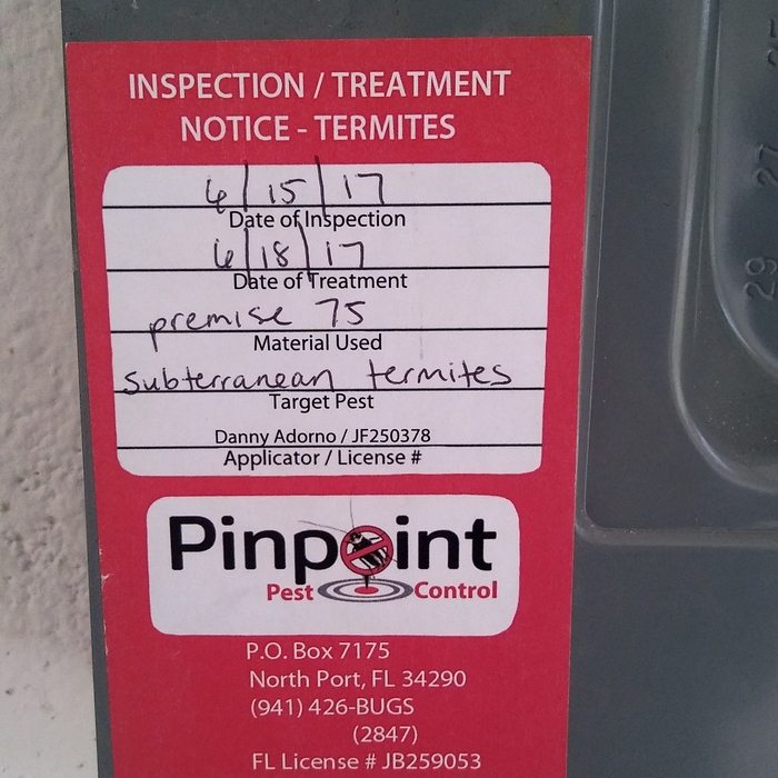 Inspection/treatment sticker