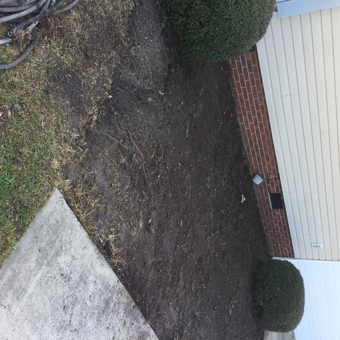 Weeds and fabric barrier removed and leveled