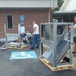 Air handlers getting ready to go in