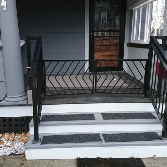 Custom railings with dog doors