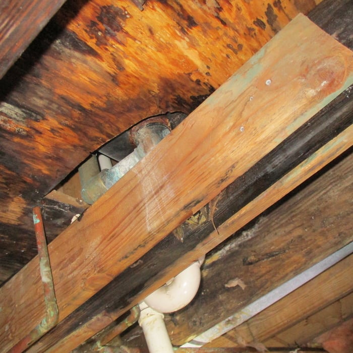 Patched Floor Joist under Bath Tub
