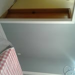 staging project by covering up floor, tables, etc.