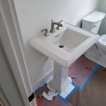 pedestal and toilet
