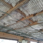 Fiberglass and netting before foam