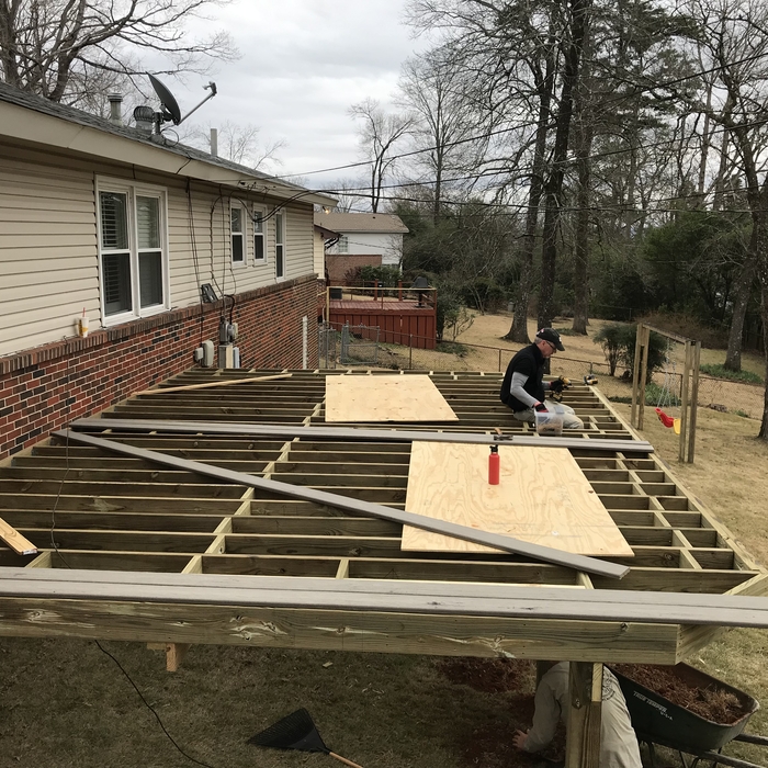 First few deck boards going on