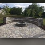 Paver patio with sitting wall and fire pit