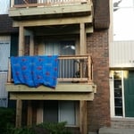 treated deck with cedar railing