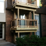 treated deck with cedar railing