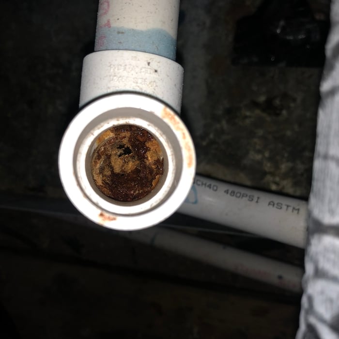 Blowing the drain out.