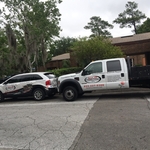 Vehicles on site for repairs