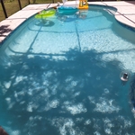 After resurface, tile work and pavers