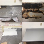 Burned Counter top before and after