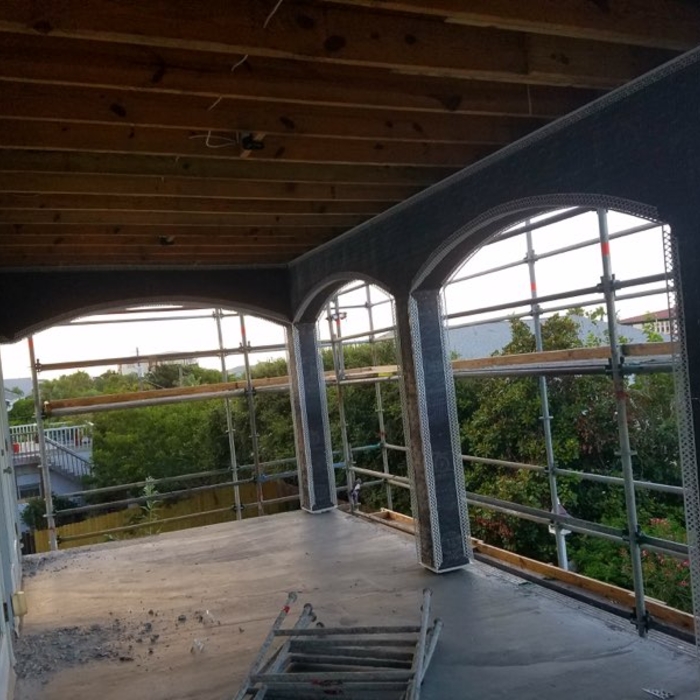 Lath installation of columns