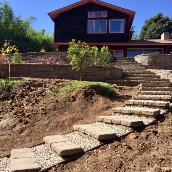 Retaining walls and landscape steps