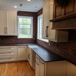Clay brick backsplash