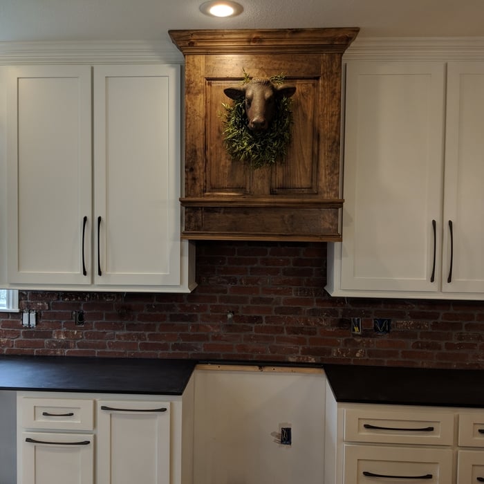 Clay brick backsplash