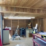 Reclaimed Fence Slats Ceiling Installation