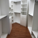 Closet shelves and wood floor