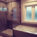 Shower, jetted tub, Cambria top