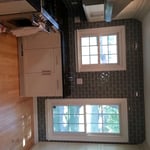 Glass backsplash and wall