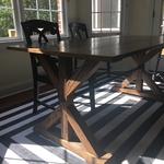 Trestle Farmhouse Table Solid Oak with Metal Pipe