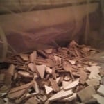 Pieces of loose ceiling that where removed