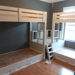 Wood floor with bunk beds