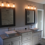 dual vanities with vessel sink basins