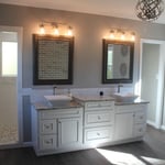 dual vanities with vessel sink basins