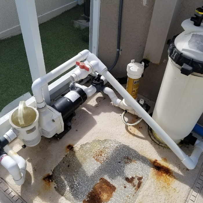 Old pump and filter