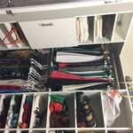 Master Closet Shelves section with cabinet